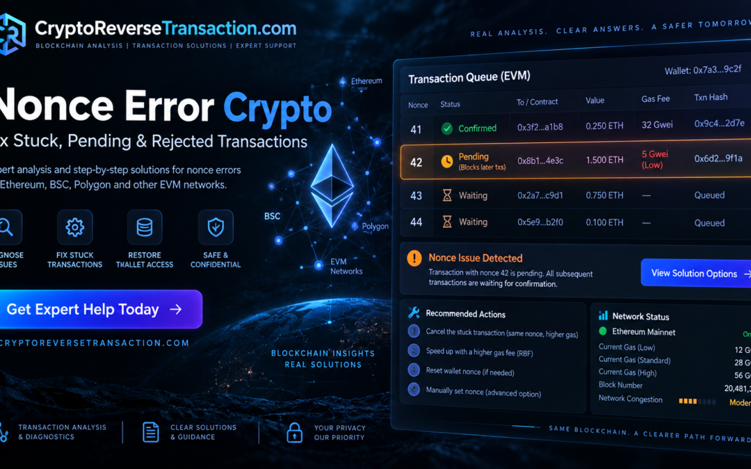 Nonce Error Crypto Problems and How to Fix Stuck Transactions